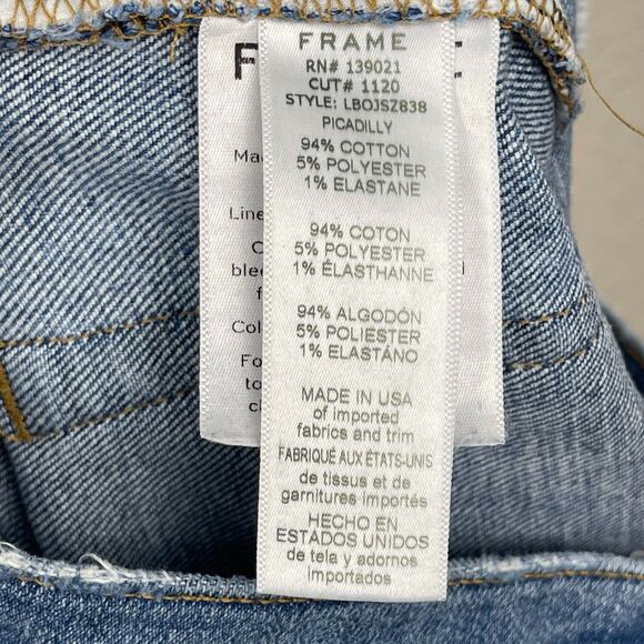 Frame Le Boy Denim Jeans Picadilly Blue Size 27 Distressed Ankle Zip Medium Wash - Picture 11 of 14